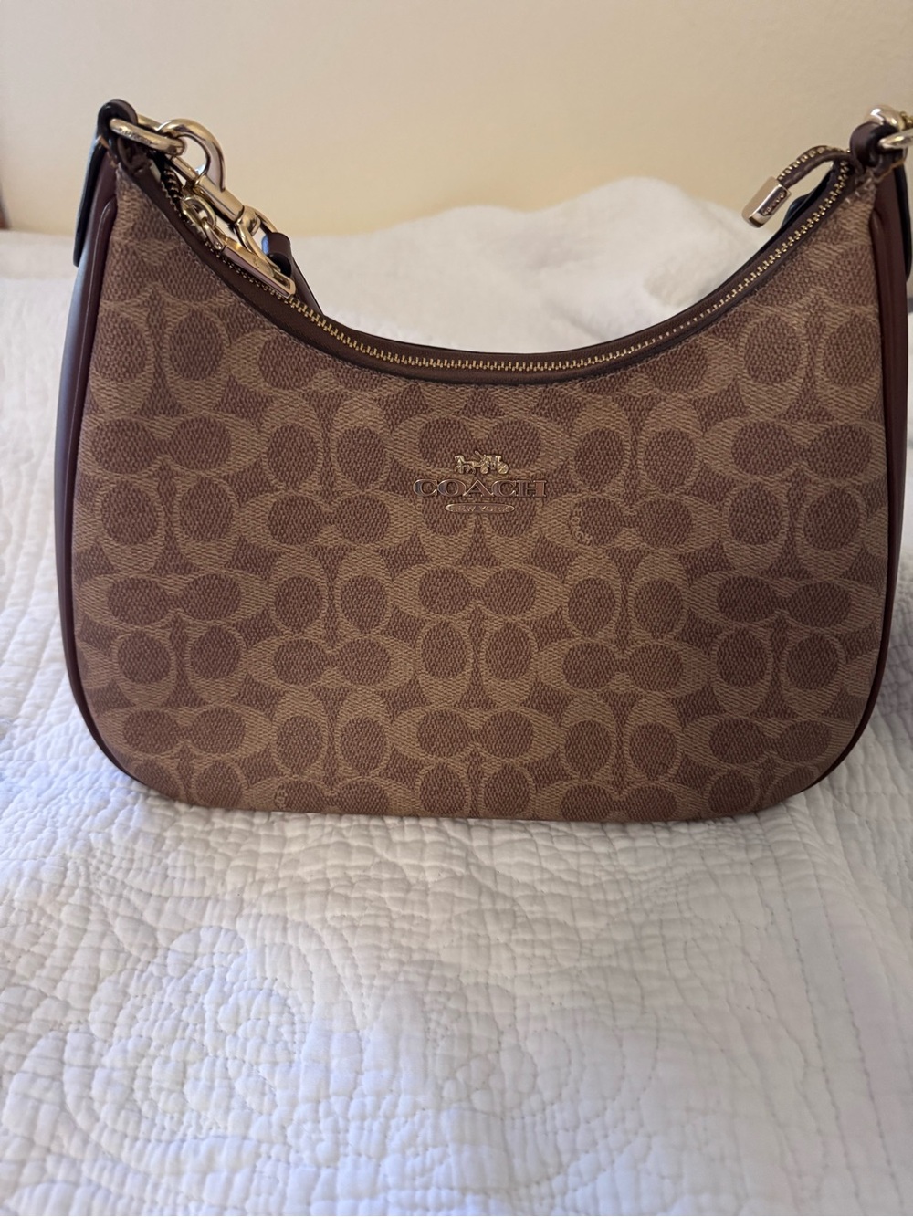 Coach Signature Canvas Shoulder Bag in Brown